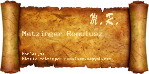 Metzinger Romulusz névjegykártya